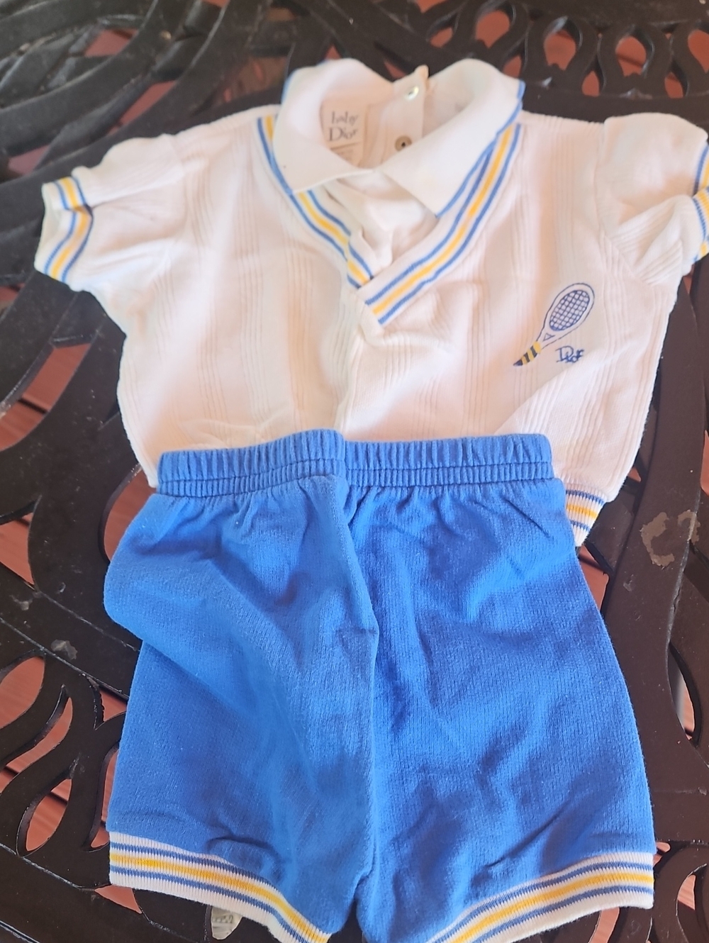Dior White Polo & Blue Tennis Shorts Kids Set